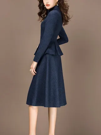 2 piece outfits for women Fashion Autumn Winter Two Piece Set ELegant Office Lady Suit Plus Size 3XL casaco feminino LX439