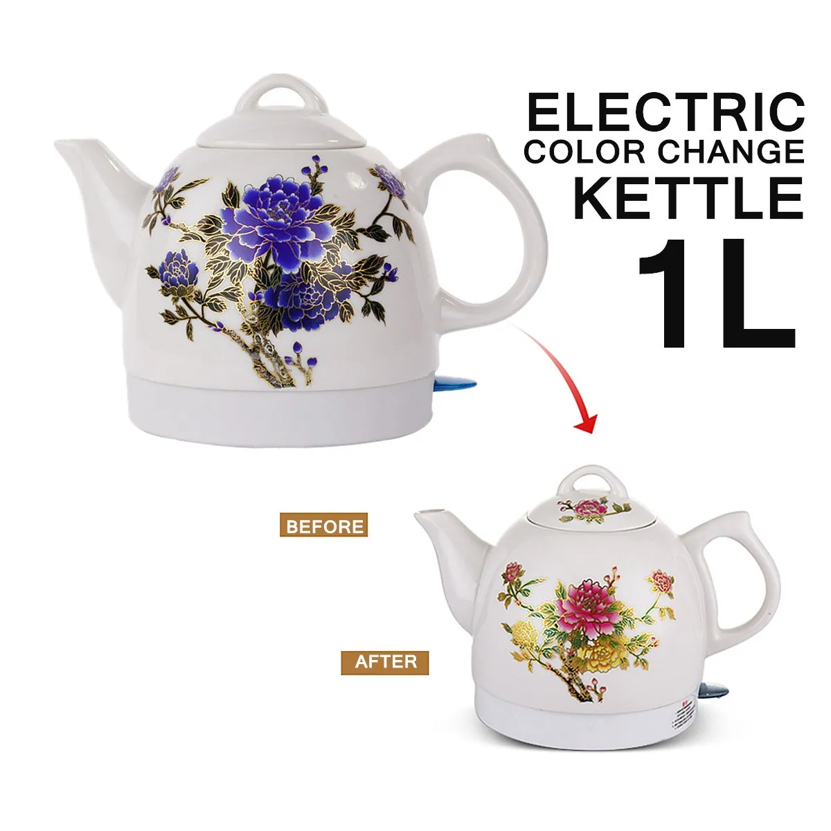 1l Ceramic Electric Color Change Teapot Kettle Jug Fast Boil Warming 1l Ceramic Electric Color Change Teapot Kettle Jug Fast Boil Warming Tea Pot Teaware Gifts Home Office Tools Drinkware In Teapots From Garden On
