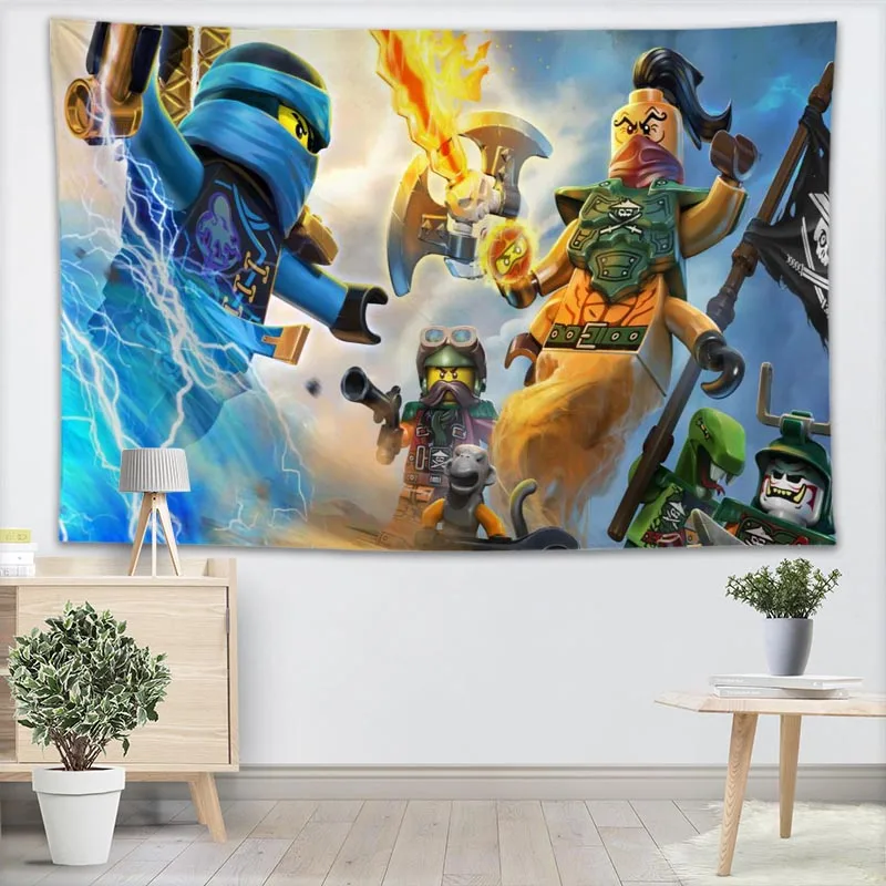 ليغو Ninjago الفيلم قماش مزخرف جداري مخصص اليوغا كنبة مكتب مفرش منقوش للأطفال غرفة كلية المسكن الديكور