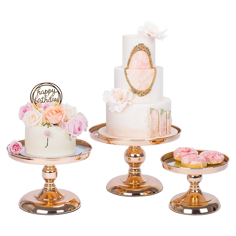 

1pcs-5pcs round Mirror-Top Cake Stand Risers Dessert Tray Set (Silver &gold)