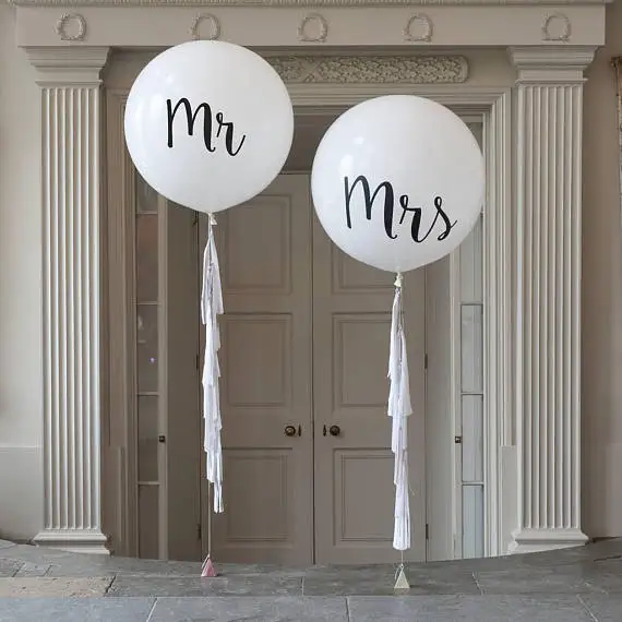2pcs-lot-Good-Quality-36inch-Round-White-Print-Mr-Mrs-Latex-Balloons-Happy-Wedding-Valentine-s (2)