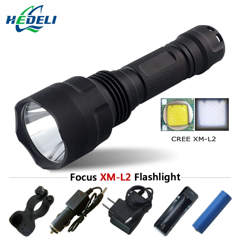 

Tactical flashlight led flashlight CREE XM-L2 18650 waterproof lighting rechargeable battery tactical tailgate switch fishing