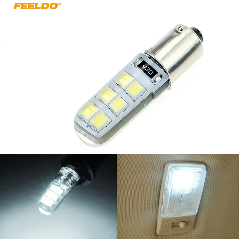 FEELDO 5 шт. белый DC12V автомобильный T4W BA9S 12SMD 2835 Чип силиконовый чехол светодиодные