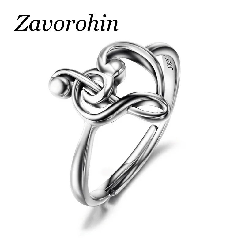 

Zavorohin Music Notes Design 100% Real 925 Sterling Silver Adjustable Finger Ring For Women Girls Song Jewelry