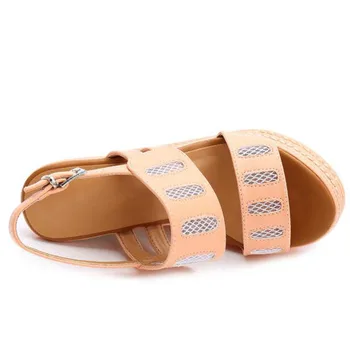 

16cm high heel sandals women wedges summer shoes 2017 new strew heel strap sandal