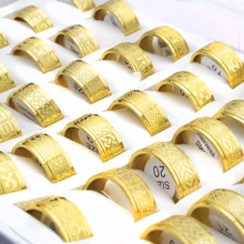 Najnowszy 20 części/partia Mix Style stal nierdzewna vintage pierścionki mężczyzn biżuteria złoty kolor czeski komunikat pierścionki hurtownie szerokość 8mm