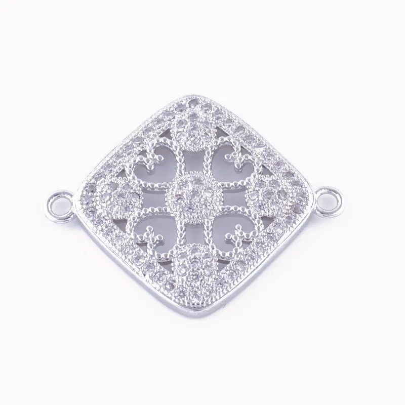 

Gold/Silver Micro Pave Zircon Floating Heart Pattern Round Charm Connectors Accessories For Women Needlework Jewelry Handmade