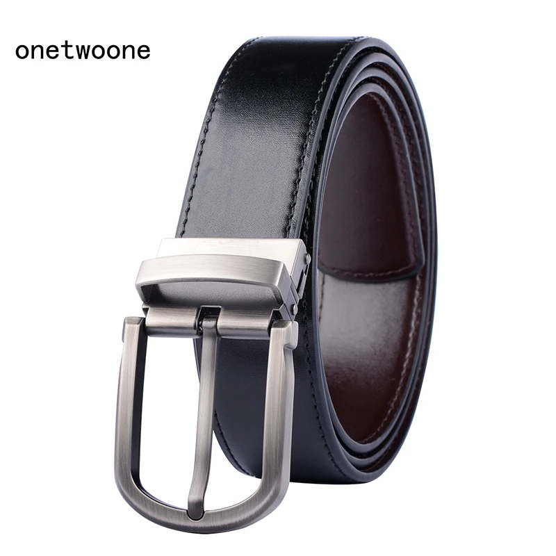 Koop 2018 Mannen Riem Koe Lederen Luxe Riem Mannelijke Riemen voor Mannen Nieuwe Mode Classice Vintage Pin Gesp gratis verzending