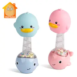 Детские коляски игрушки 0-12 месяцев Обучающие BB Rubber Duck колокольчик ребенка погремушку игрушки для ванной для девочек воды игрушка