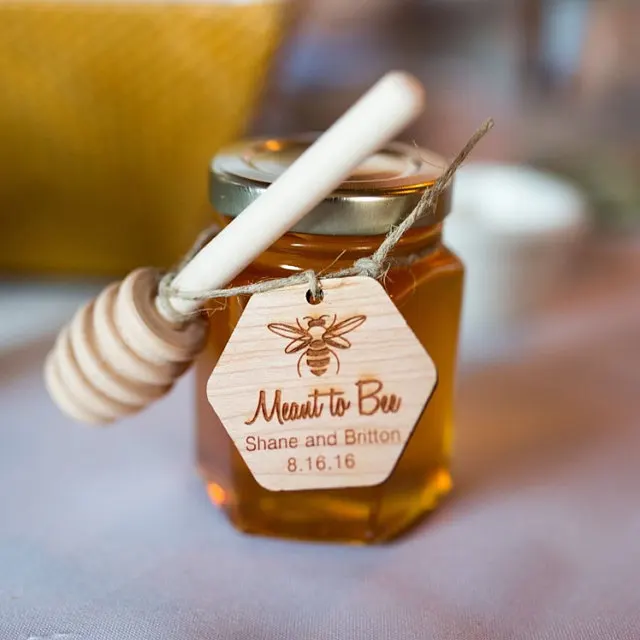 

CUSTOMIZE text honey comb Rustic Wedding Wood gift Favor tags Labels invitations party Custom bee wooden hang tags
