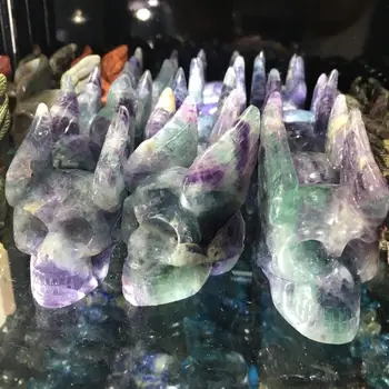 

1pcs Natural Colours Fluorite Crystal Skulls Decorated Wing Skull Collection