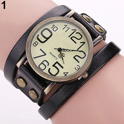 Women Men Retro Punk Rock Faux Leather Winding Bracelet Wrist Watch Jewelry Store 51 Women Men Retro Punk Rock Faux Leather Winding Bracelet Wrist Watch Jewelry Store 51