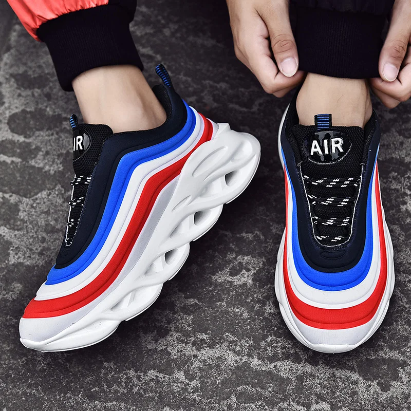 

2019 New Men Chunky Sneakers Lace-up Vulcanize Shoes Men Platform Stylish Mixed Color Breathable Tenis Masculino Adulto Footwear