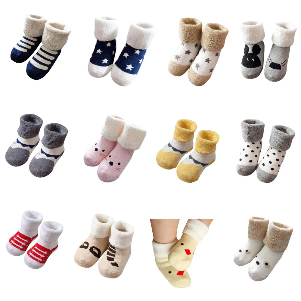 Детские носки обувь для детей, новорожденных, малышей, маленьких мальчиков и девочек, милые Мультяшные животные, Нескользящие вязаные теплые носки для малышей, обувь