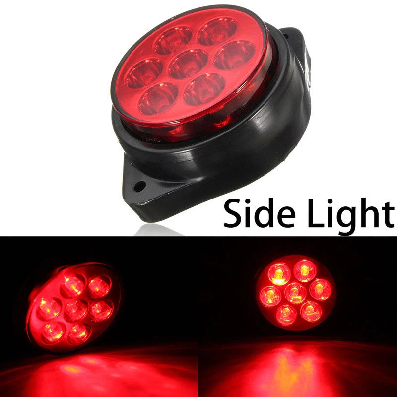 JXLCLYL  Red 7 LED Round Side Marker Indicator Clearance Light Car Truck Trailer