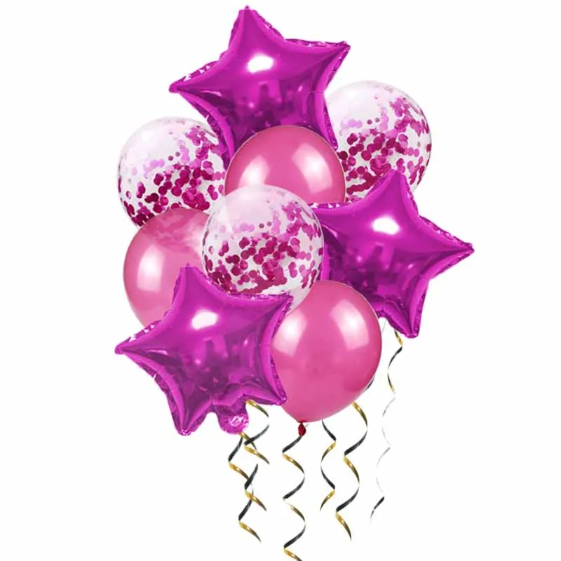 Синие шары воздушные шары Deco день рождения конфетти Baloon Star Baloon День Рождения украшения Детские шары для свадебного украшения XN - Цвет: ballon rose red