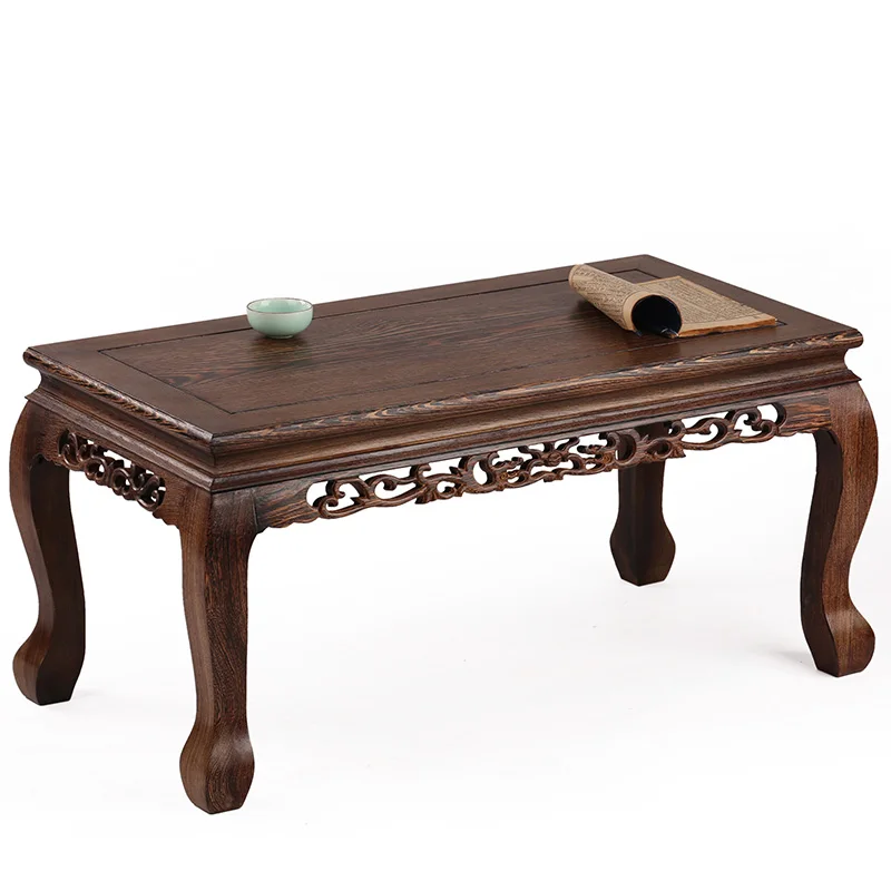 

Mahogany furniture wooden wood table Kang several windows carved antique tatami platform