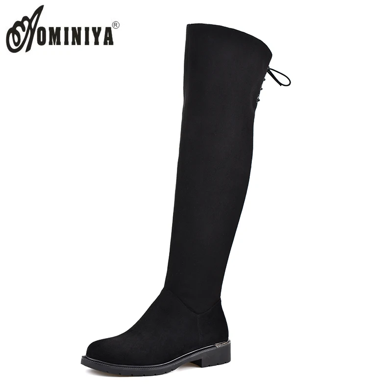 

Ominiya High Quality Thigh High Boots For Women Fashion Cross-tied Chunky Heel Lady Over The Knee Boot Autumn Winter Big Size 41