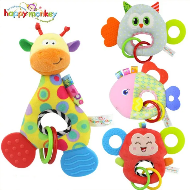 

new arrive baby toys animal modeling with BB bell hand grasp toy newborn boys girls toy cartoon designs BF29
