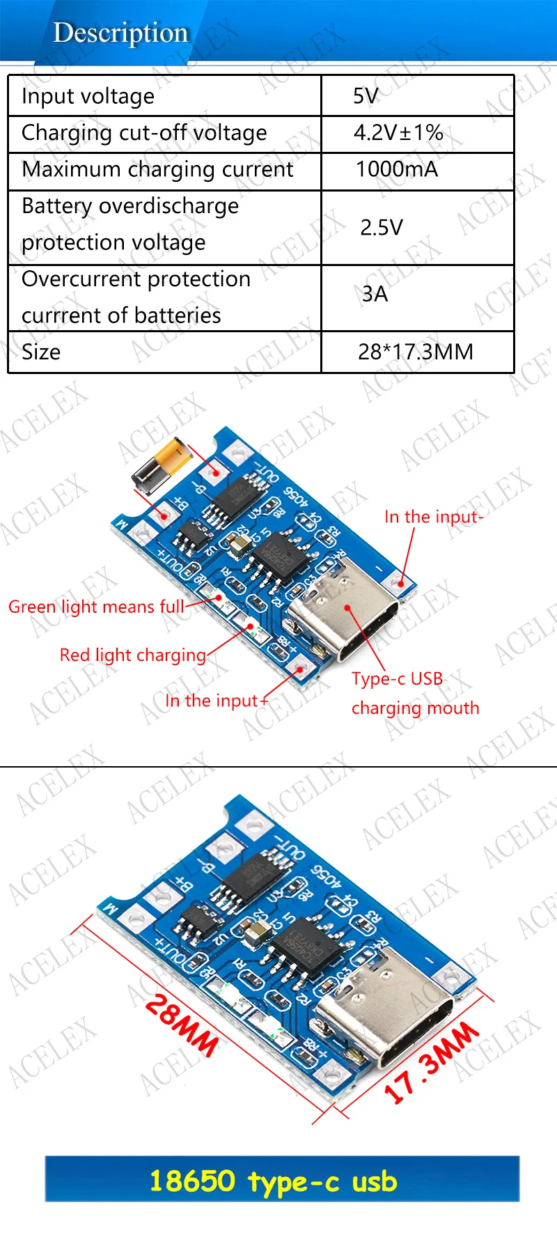 Type-c/Micro USB 5V 1A 18650 TP4056 модуль зарядного устройства литиевой батареи зарядная плата с защитой двойные функции 1A li-ion