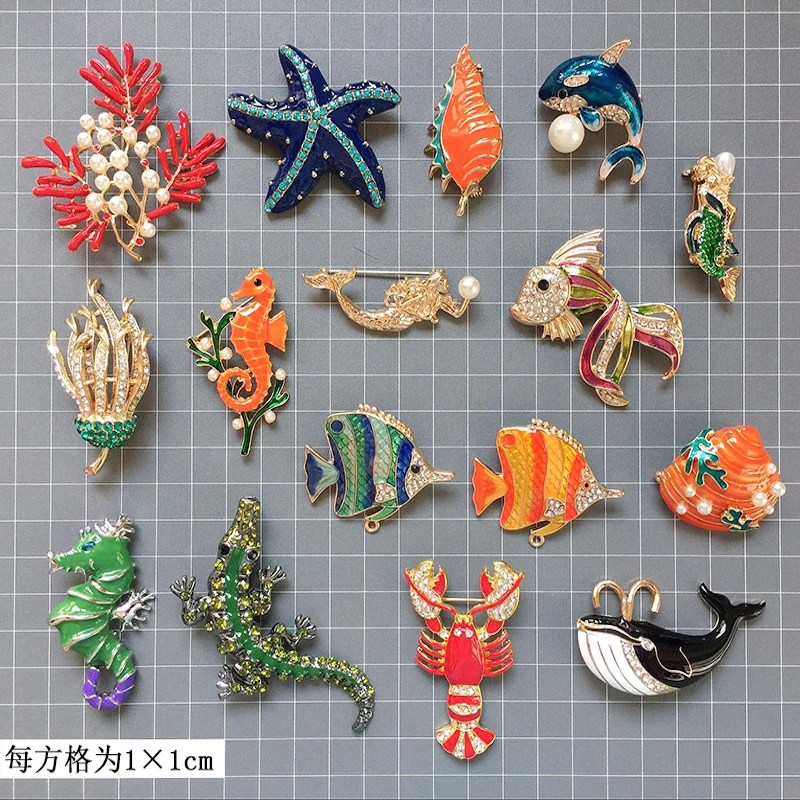 

1pc New retro bling Diy Brooch Vintage Enamel fish Lapel Pins Badge for women New Year