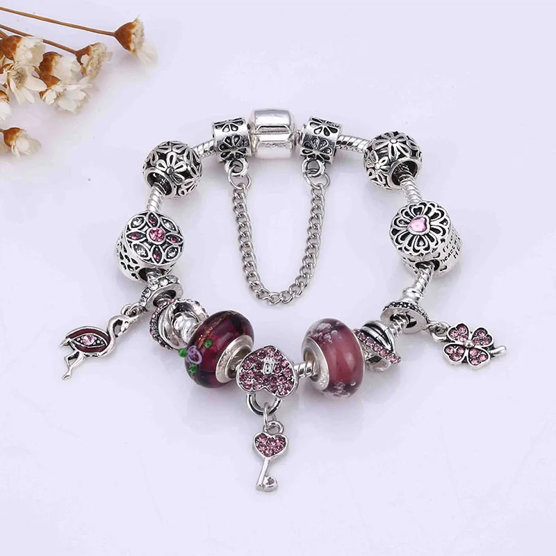 BAOPON модные горячие Салли Посеребренная Очаровательная Браслеты и браслеты Кристалл бисера подарок для матери женщины подходит DIY бренд браслет