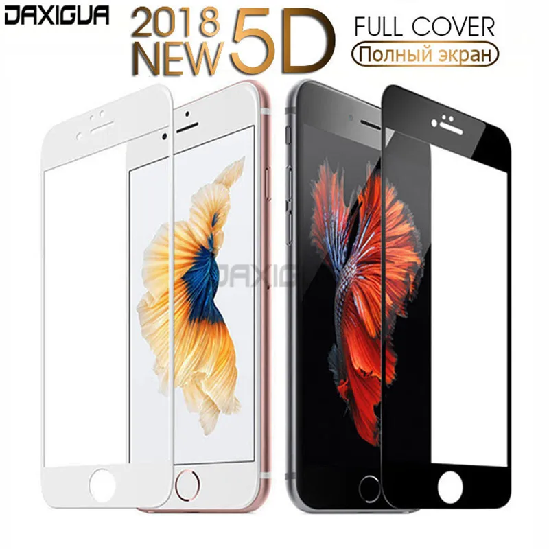 5D Screen Protector Protective Glass On For iPhone 6 6s 7 8 Plus Glass Tempered Glass For iPhone X 10 5 5S SE Cover Glass Film