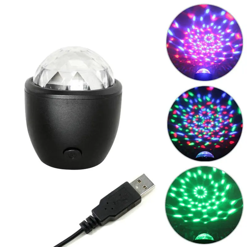 

3W LED Stage Light USB Sound Control Crystal Magic Ball Effect Lamp Voice-Activated Laser Projector DJ Disco Club Car Atmosphere