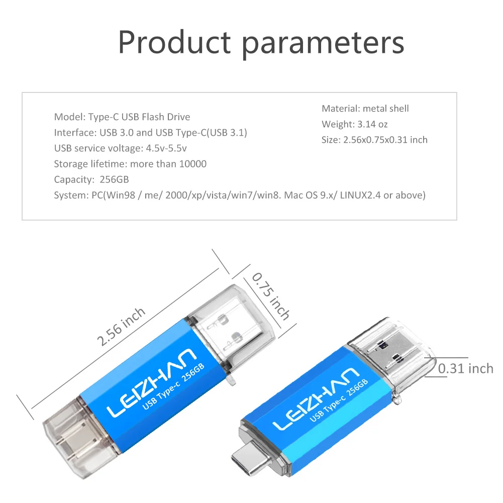 Флэш накопитель LEIZHAN USB C 256 ГБ флэш Type c для Galaxy S10 S9 S8 типа 128 3 0 карта памяти 64 32 16