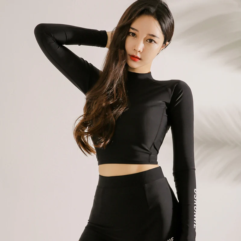 

Hot Two Pieces women Swimsuit zipper swimsuit long Sleeve Top&high waist pants Beachwear Surfing Diving Bathing suit
