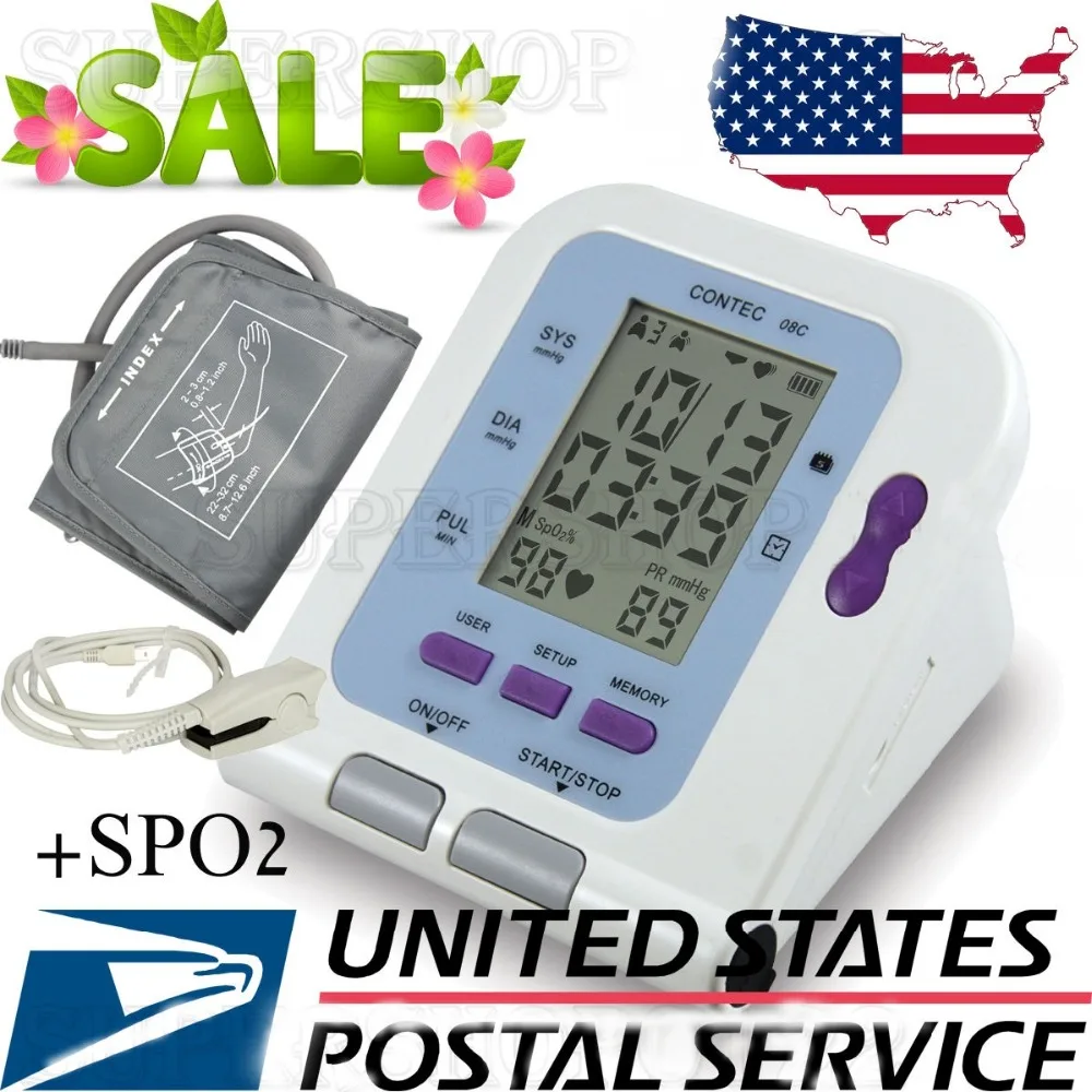 

CONTEC-08C Automatic Electronic Multi-user Mode Sphygmomanometer With Soft Ware| Optiona/Spo2 Probe, Free Ship,CE FDA