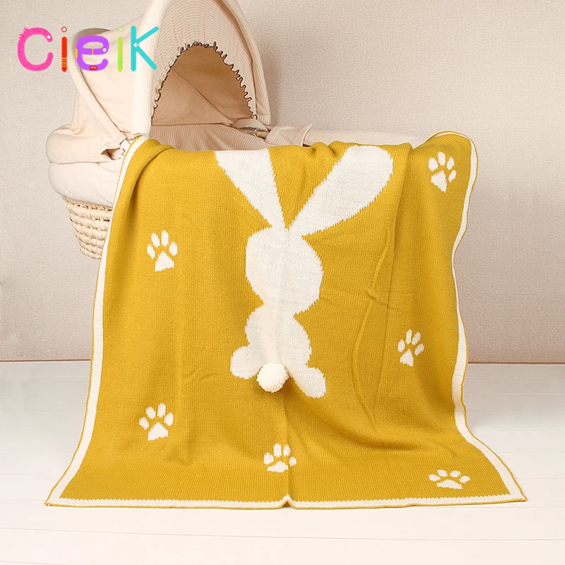 CieiK Baby Blanket Animal Bunny Muslin Floral Swaddle Newborn Girl Boy Soft Wrap Kids Photo Playing Knitted Warm Children Towel  (3)
