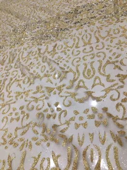 

tulle lace with glued glitter fashion Sat-12.2915 african glitter lace fabric for party dress 5yard/lot embroidered