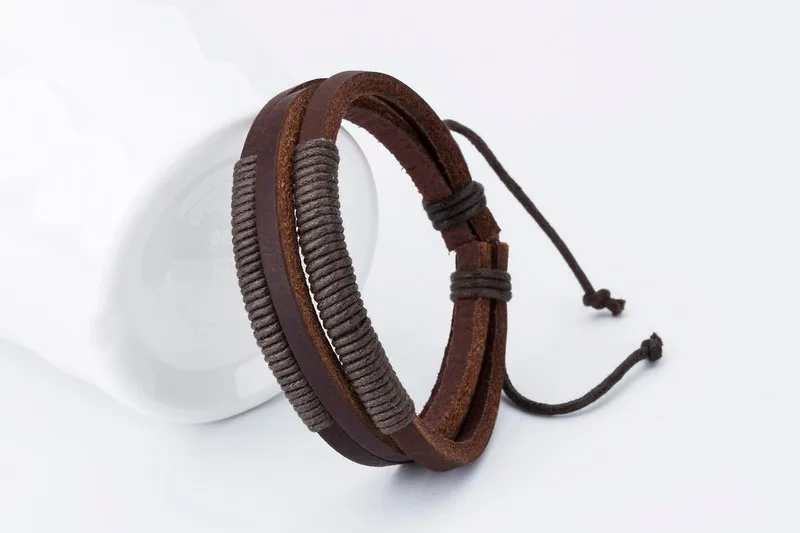 Новинка года модные кожаные мужские браслеты с подвесками популярный браслет DIY ручной работы плетеная подвеска винтажные браслеты черного цвета