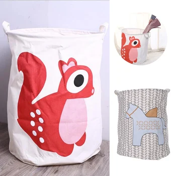 

2019 Easy To Move Bathroom Storage Barrel Saving Space Large Capacity Intimate Handle Folding laundry basket Waterproof Cartoon
