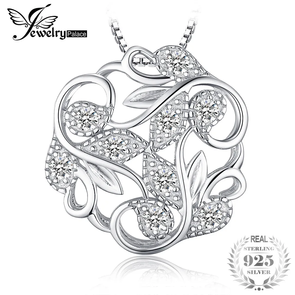 JewelryPalace Винтаж филигрань листьев лепесток цветка кубического циркония кулон 925