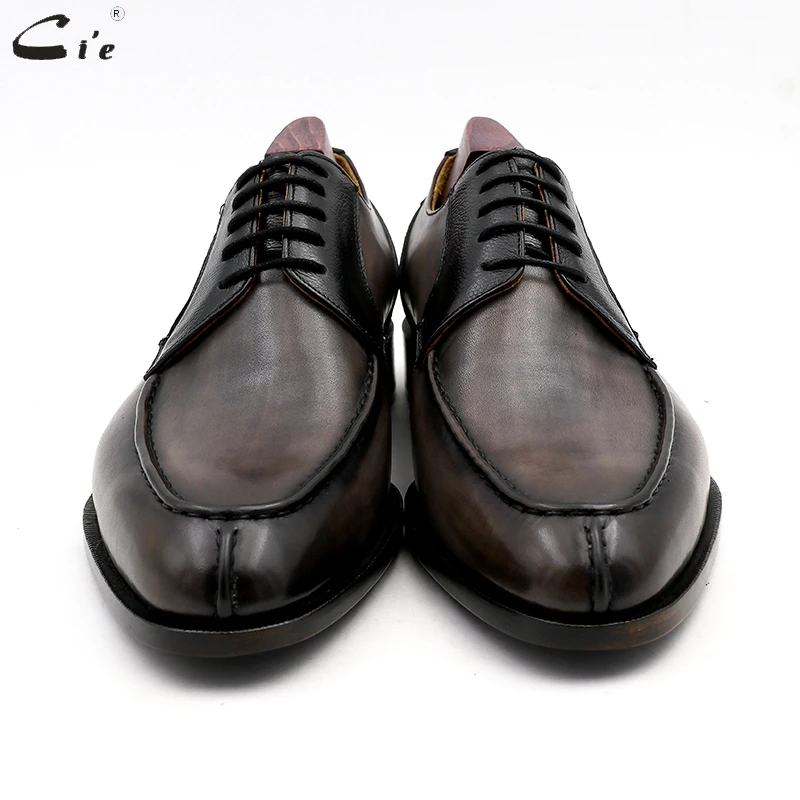 Cie/мужские туфли из телячьей кожи с круглым носком; кожаные официальные свадебные туфли в стиле дерби; мужские туфли ручной работы; цвет серый, черный; pebble; No. DE00