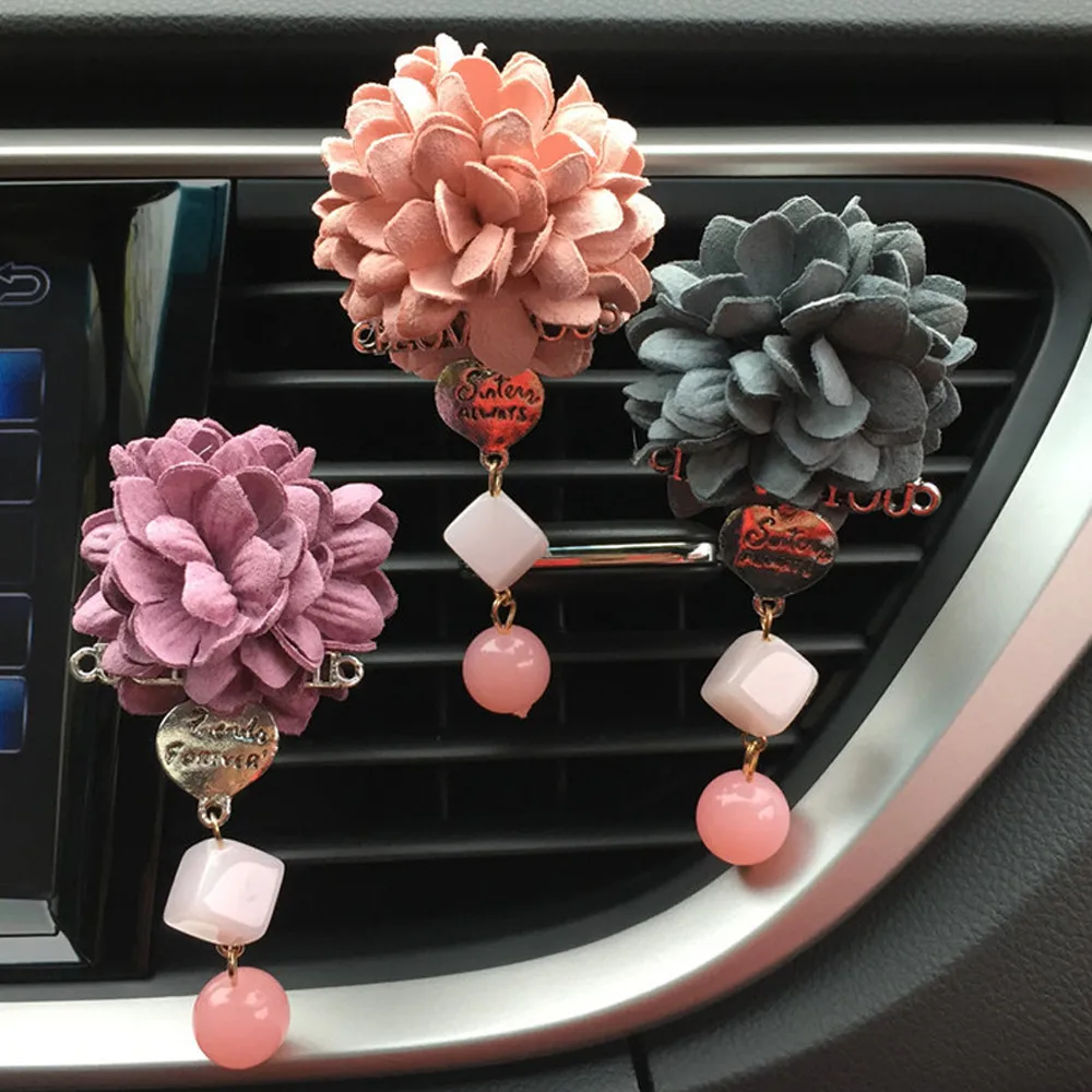 

1pcs 3 color universal Car Loving Gift Air Outlet vent Fragrant Perfume clip Flower Freshener Diffuser Camellia new car interior