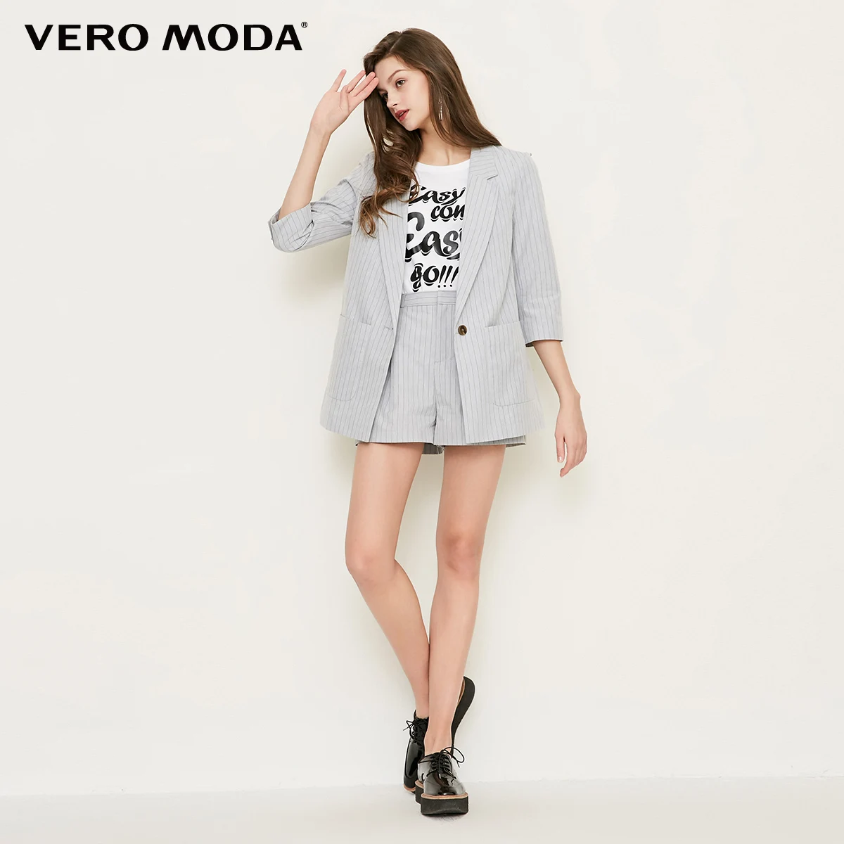 Vero Moda женский полосатый лацкан 3/4 рукава длинный пиджак блейзер | 318308516