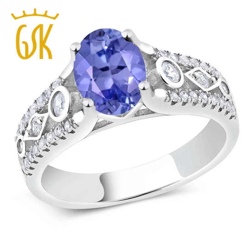 Tanzanite Ring GemStoneKing 1.72 Ct Natural Blue Tanzanite 925 Sterling