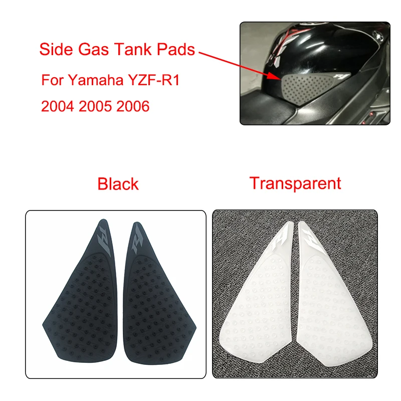 Tank Traction Side Pad Gas Knee Grip Fit For Yamaha YZF R1 2007-2008 New Black