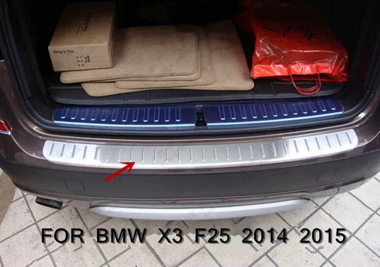 

FOR BMW X3 F25 2014 - 2015 Stainless Steel Exterior Outer Rear Bumper Guard Plate Cover Trim 1pcs Glossy NEW Arrival !
