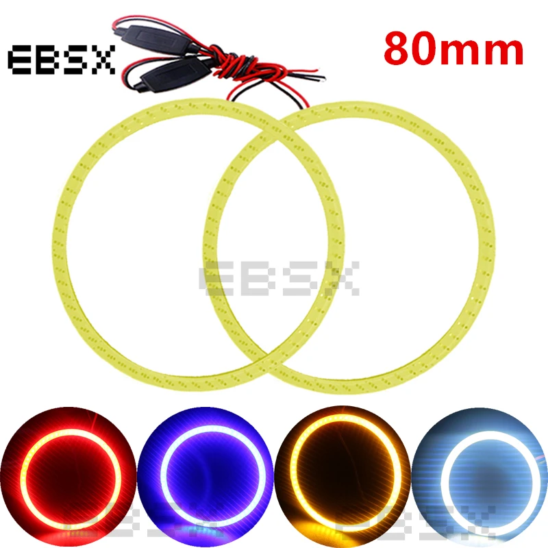 

EBSX Angel Eyes 80MM 2PCS(1pair) Auto Halo Rings COB 80MM Angel Eye Car Headlight Motorcycle White Blue Red Yellow 12V 24V DC