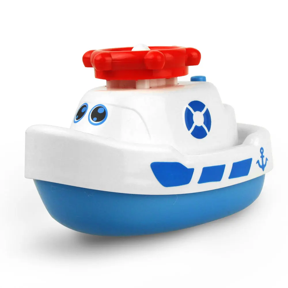 Мультяшная милая детская игрушка для ванны, детская Автоматическая струйная водяная лодка, электрическая вращающаяся лодка, плавательный бассейн, ванная комната, игрушка для игры в воду - Цвет: White