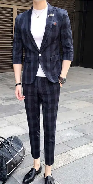 plaid tuxedo pants