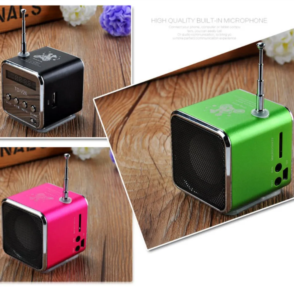 

TD-V26 Mini Speaker Portable Digital LCD Sound Micro SD/TF FM Radio Speaker Music play Stereo Loudspeaker for Smart Laptop Phone