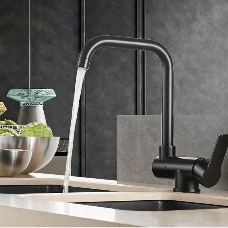 

Black copper all kitchen sink in the hot and cold water tap window folding creative xiancai basins short faucet can rotate