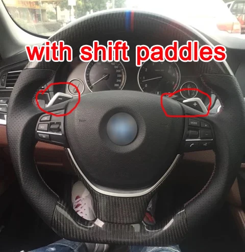Руль из углеродного волокна и кожи для BMW 5 F10 F07 - Цвет: F07 Shift Paddles