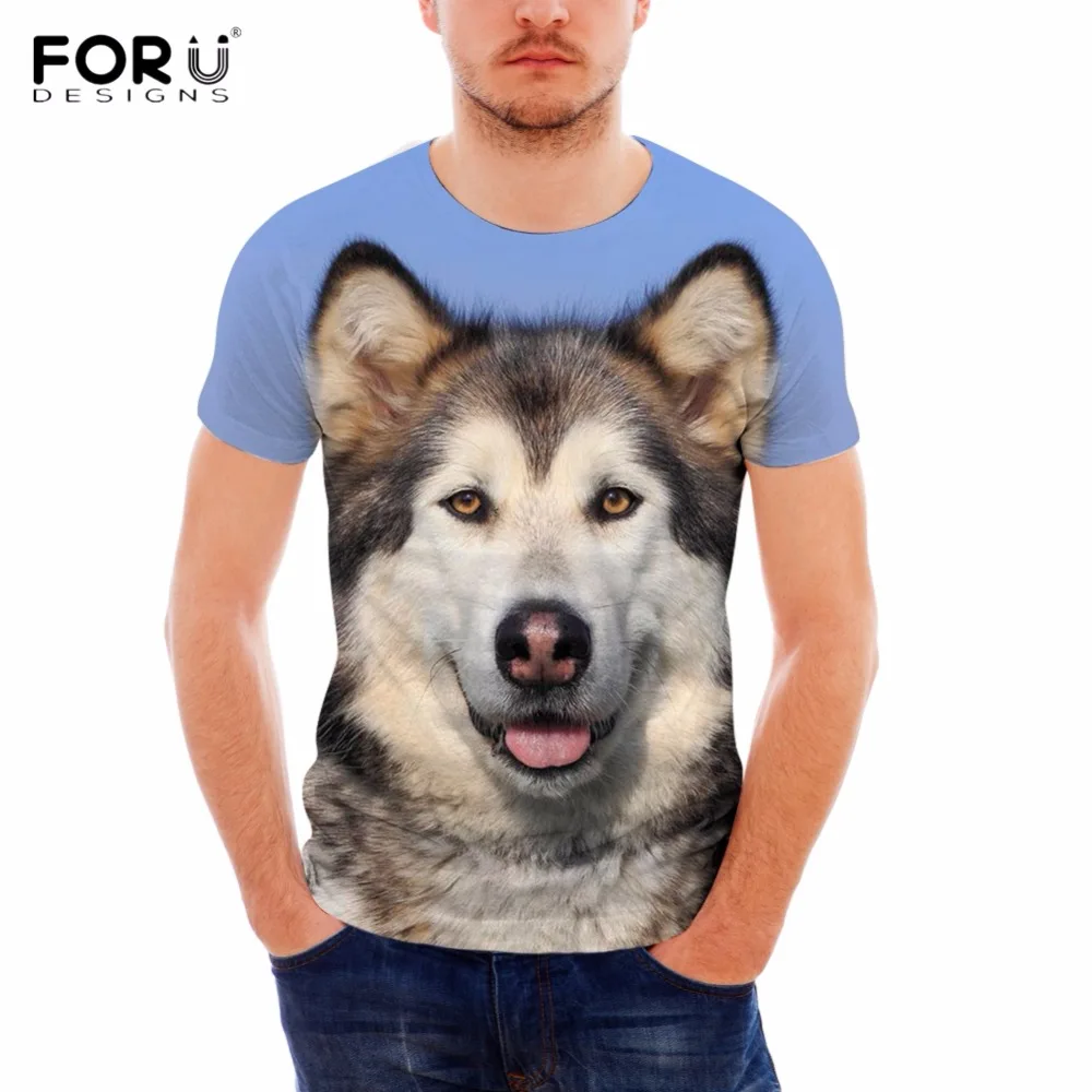 

FORUDESIGNS Brand Men Summer T Shirts Cute Dog Alaskan Malamute Print Short Sleeve Tops Tees Casual Teen Boys T-shirts Plus Size