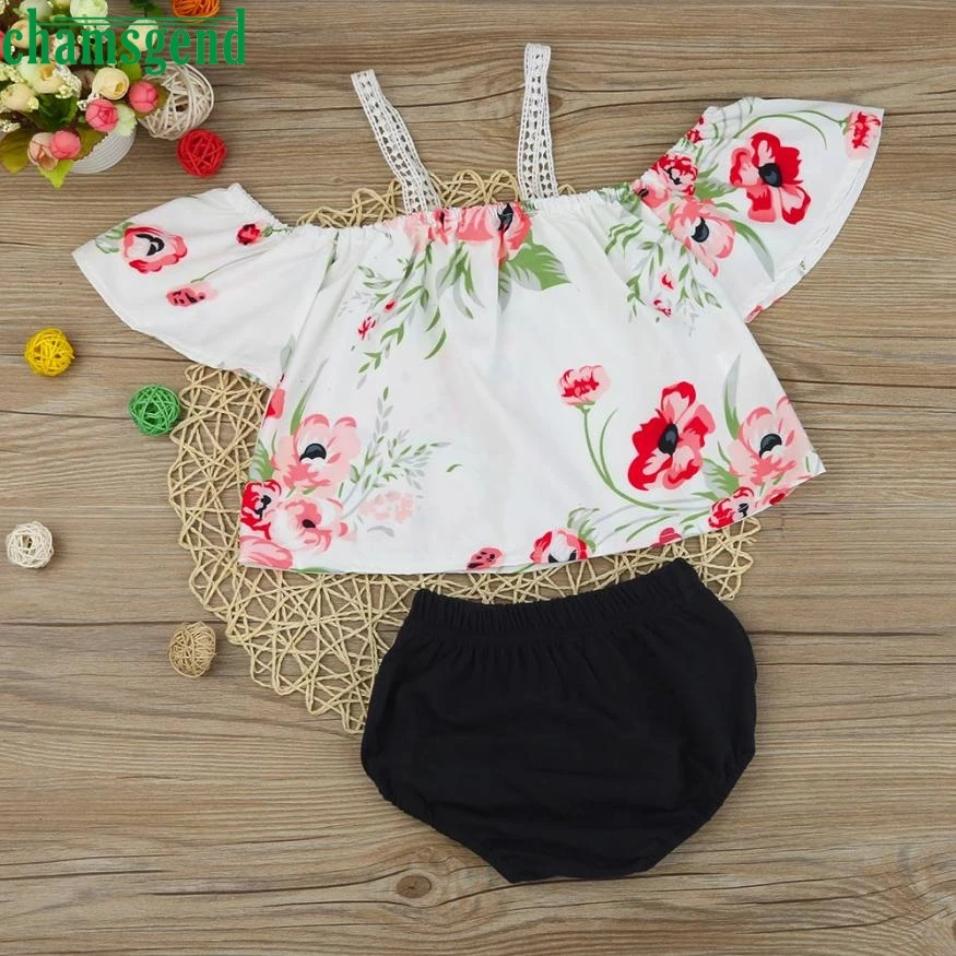 2018 cute White style Toddler Girls Infant Baby Cotton Short Floral